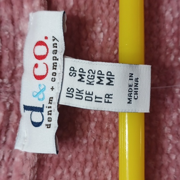 D & Co. Open Front Cardigan Pink Chenile Velour Knit Small NWOT - Picture 3 of 4